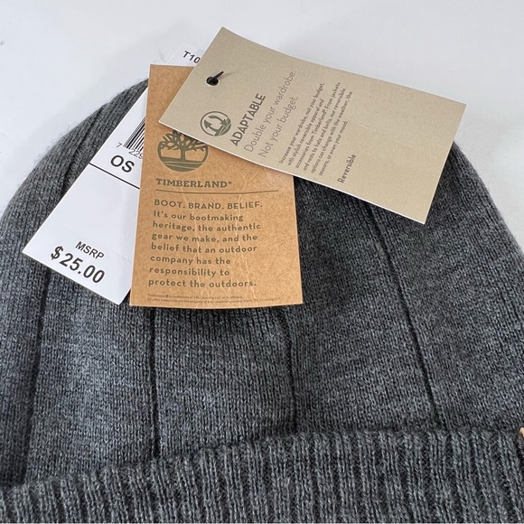 TIMBERLAND gray ribbed light weight winter beanie hat NWT New OSFM One size - Picture 3 of 4